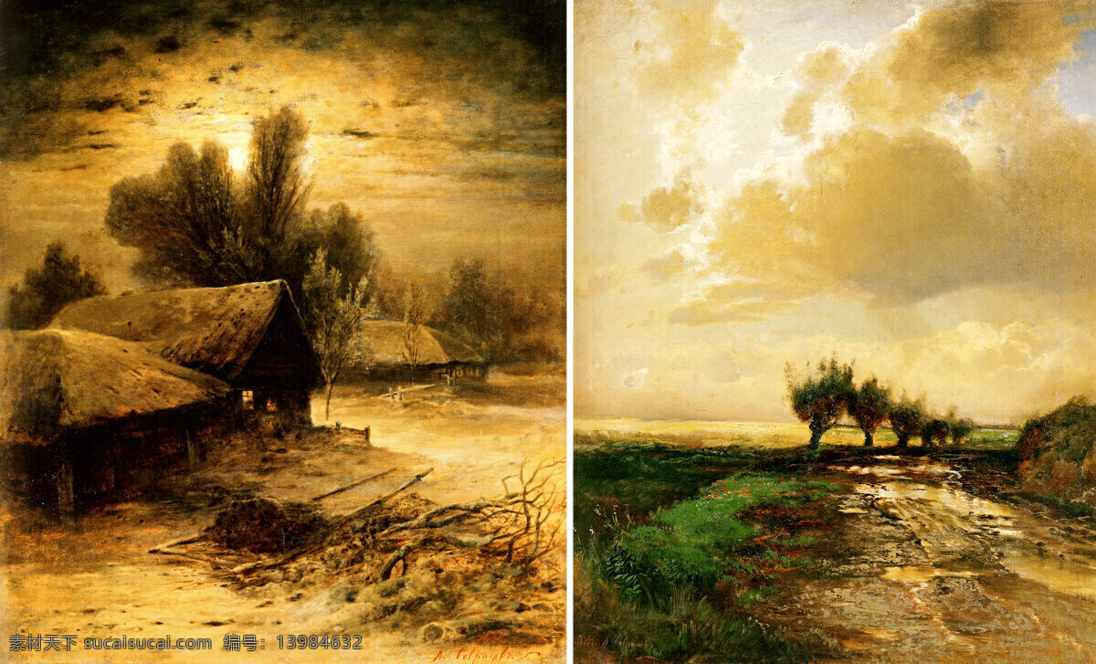 油画 乡村 风景 建筑 名画 艺术 绘画 文化艺术 艺术品 世界名画 书画文字