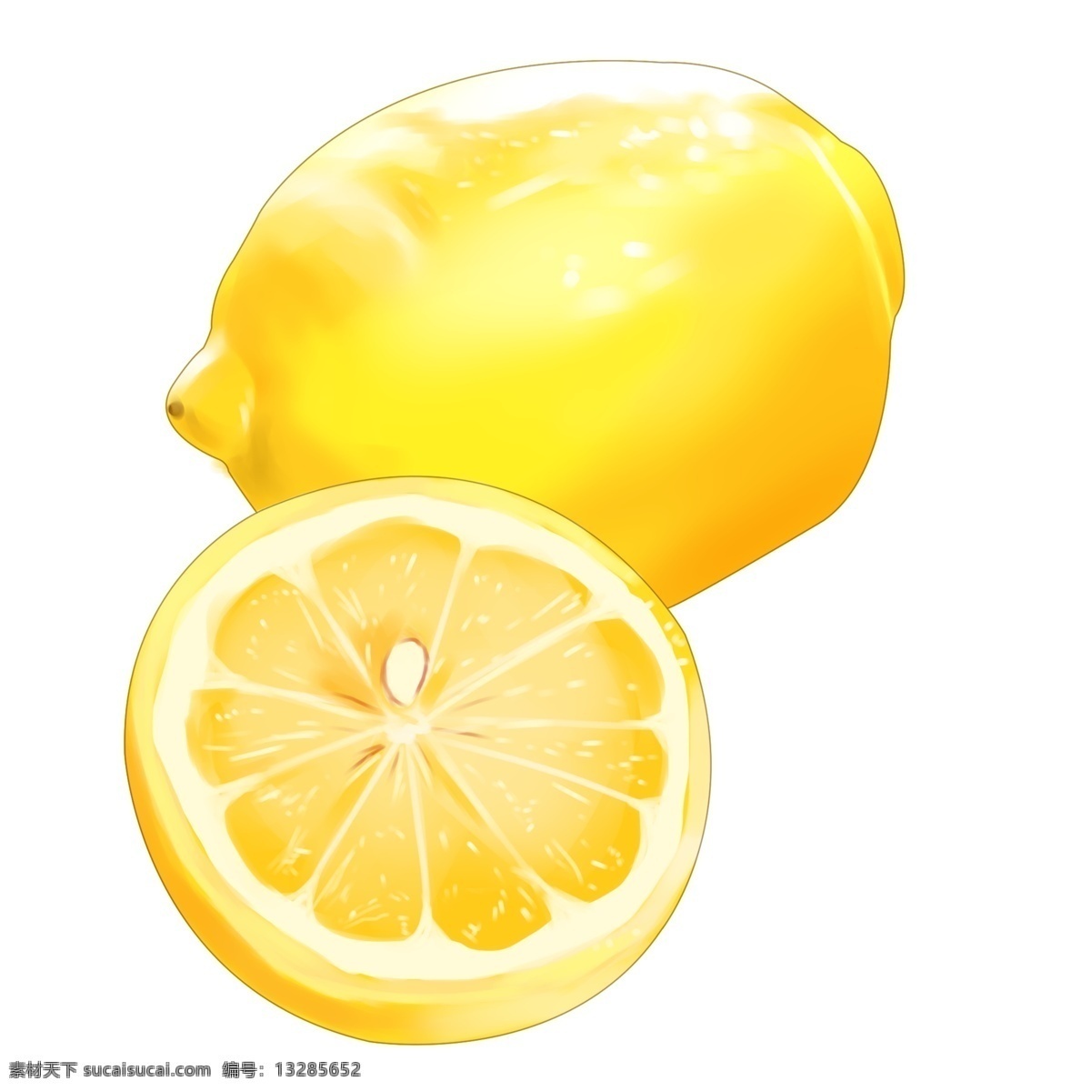 水果 黄色 柠檬 插图