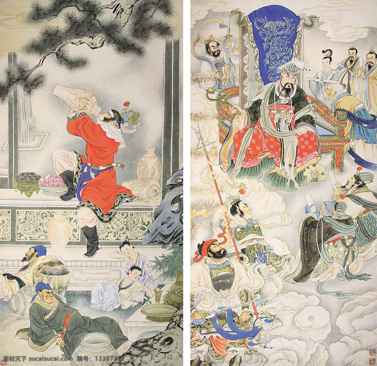 孙悟空 大 闹 天宫 刺绣 工笔人物画 连环画 美猴王 中国画 孙行者 玉帝 文武仙班 刘继卣作品 工艺美术 平面广告 装饰设计 装饰素材 室内装饰用图