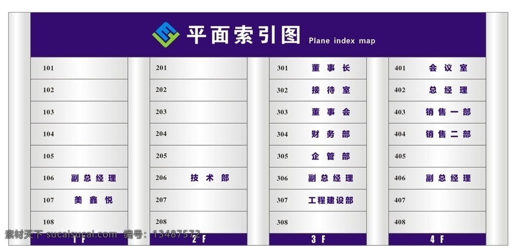 索引图 平面图 公司导向图 导向牌 平面索引图 效果图