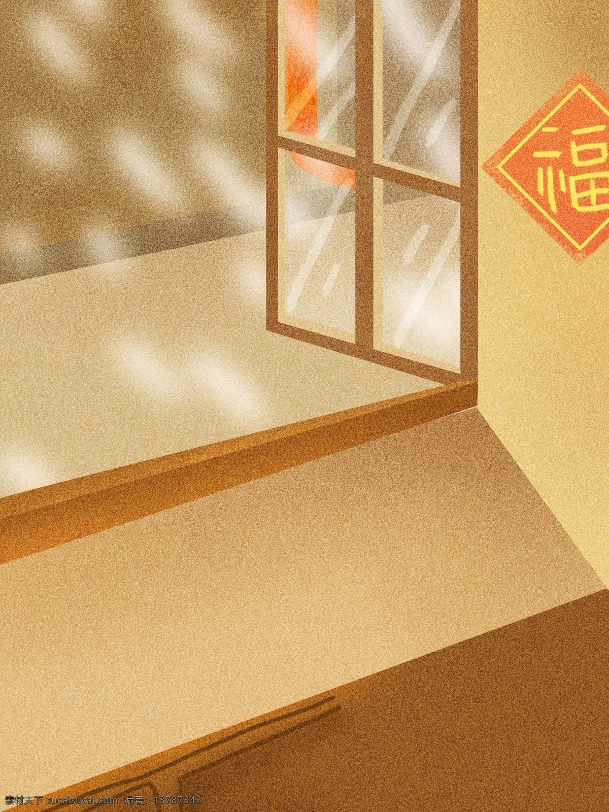 简约 中国 风 福字 窗户 背景 家居 红色 冬天 广告背景 手绘背景 背景展板图 背景图 创意