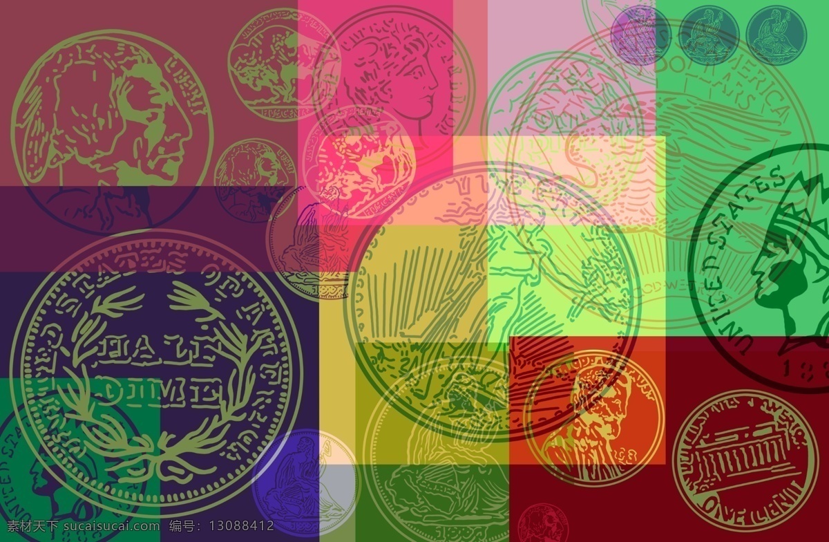 抽象 金币 分层 货币 金融 色彩 源文件 抽象金币 矢量图 商务金融