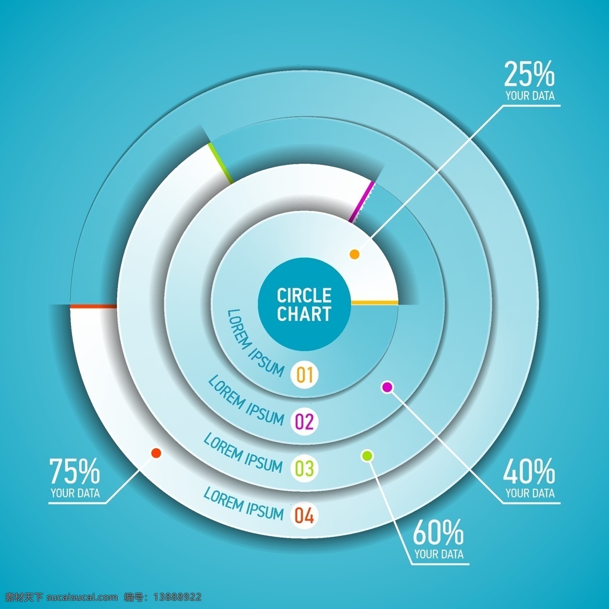环形图标设计 环形 图表 立体图表 图表设计 办公学习 生活百科 矢量素材 青色 天蓝色