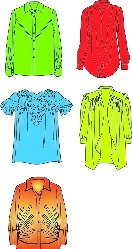 服装款式 服装 款式 服装设计 女装 衬衣 矢量 日常生活 矢量人物