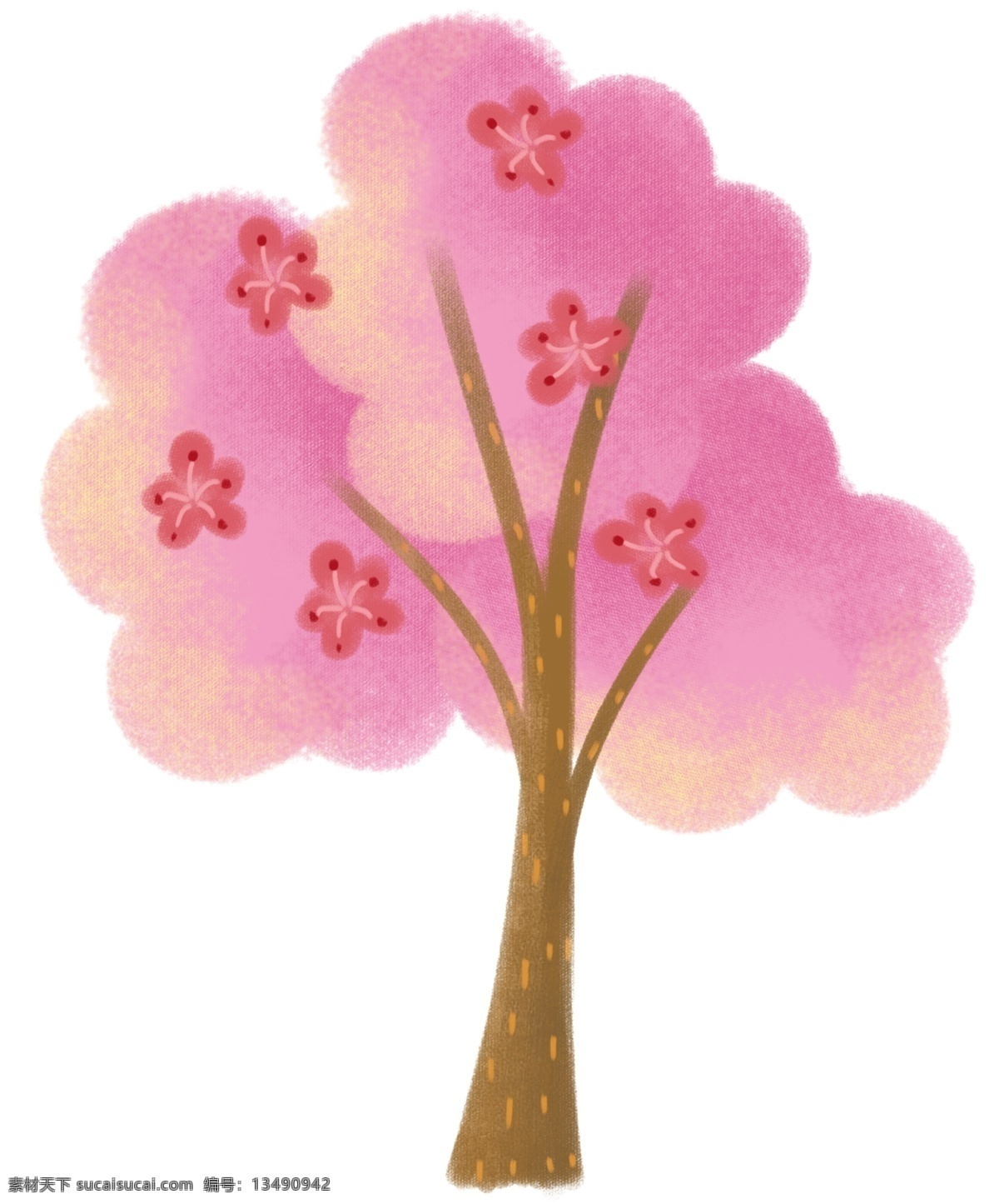 开 满 花 粉色 树 树木 图案