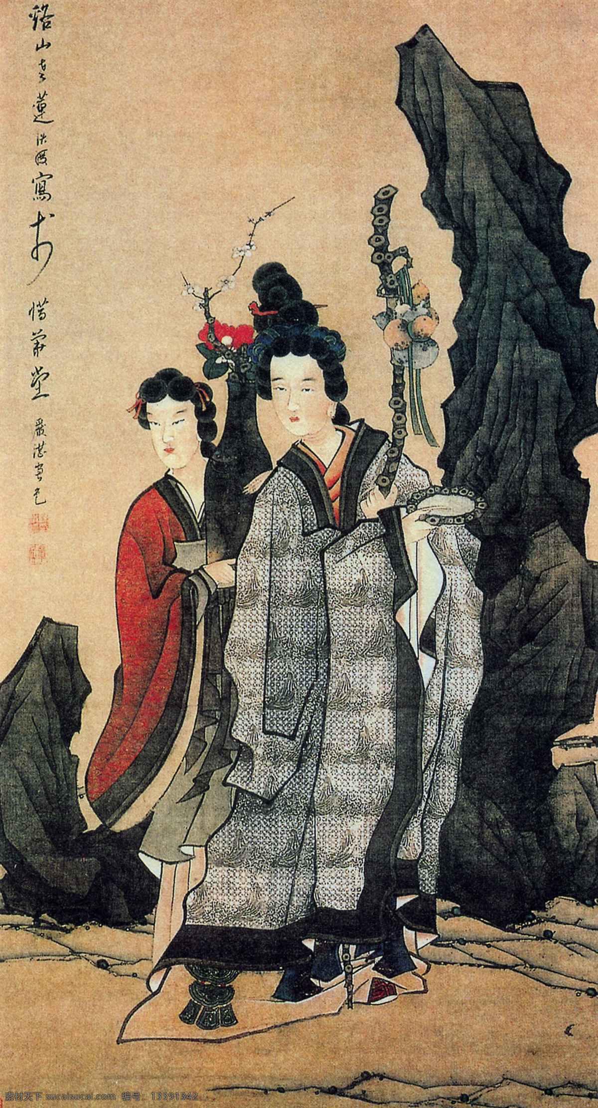 陈洪 绶 麻姑 献寿 图 明免费下载 传统 绘画 中国 明代 陈洪绶 老莲 麻姑献寿 仙女图 文化艺术