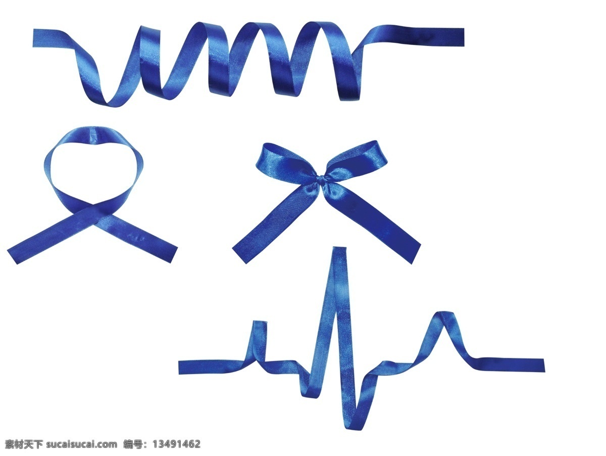 蓝色 丝带 造型 心电图 基因 蝴蝶结 分层 源文件库