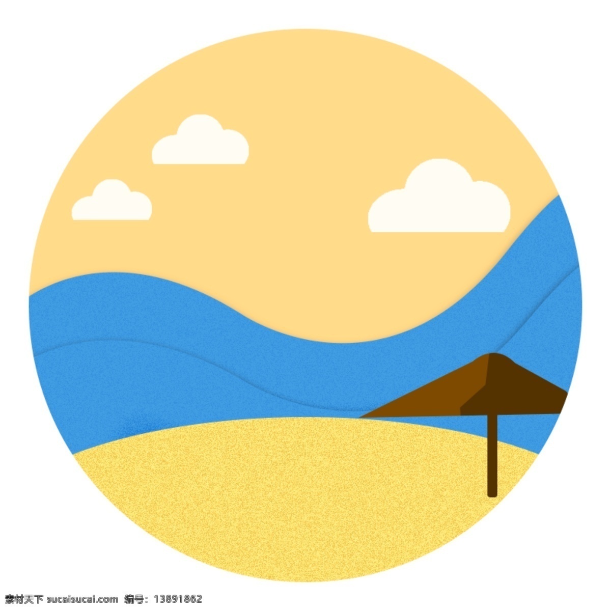 海景 沙滩 插画 简约 纹理 图 黄昏 海边 简约插画
