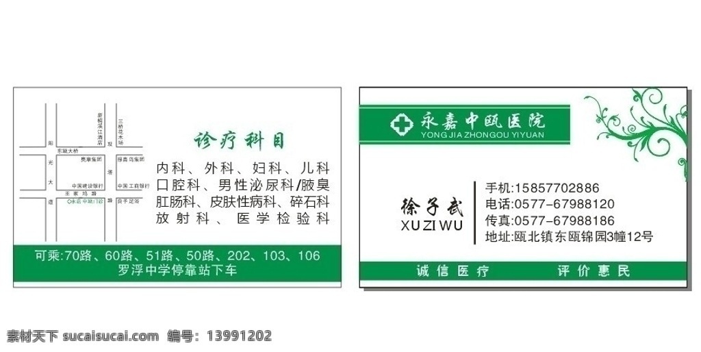 中瓯医院名片 中瓯医院 名片 医院名片 花纹 名片卡片 矢量