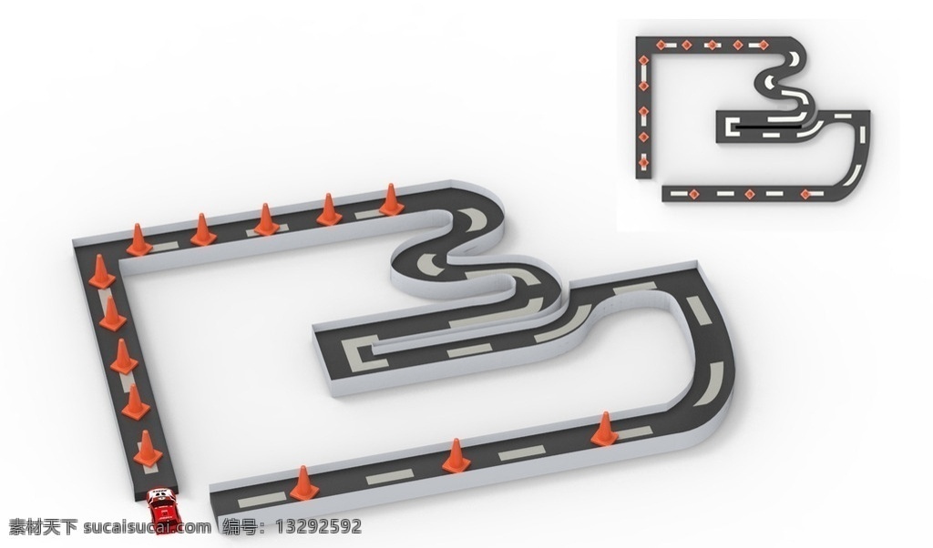 路线图 赛车 路线 三维设计 路线图参考 绕桩