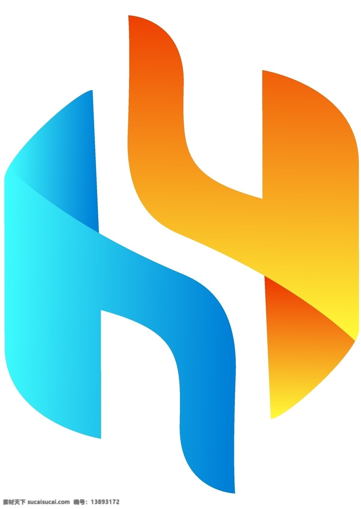 字母 h logo logo设计 字母h设计 蓝色渐变 橙色渐变 左右 对称
