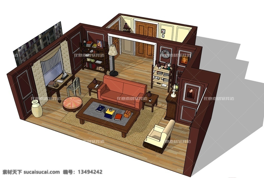 家装 草图大师 装饰设计 室内 客厅 餐厅 sketchup su模型 草图模型 skp 空间设计su 草图案例 3d设计 室内模型 max
