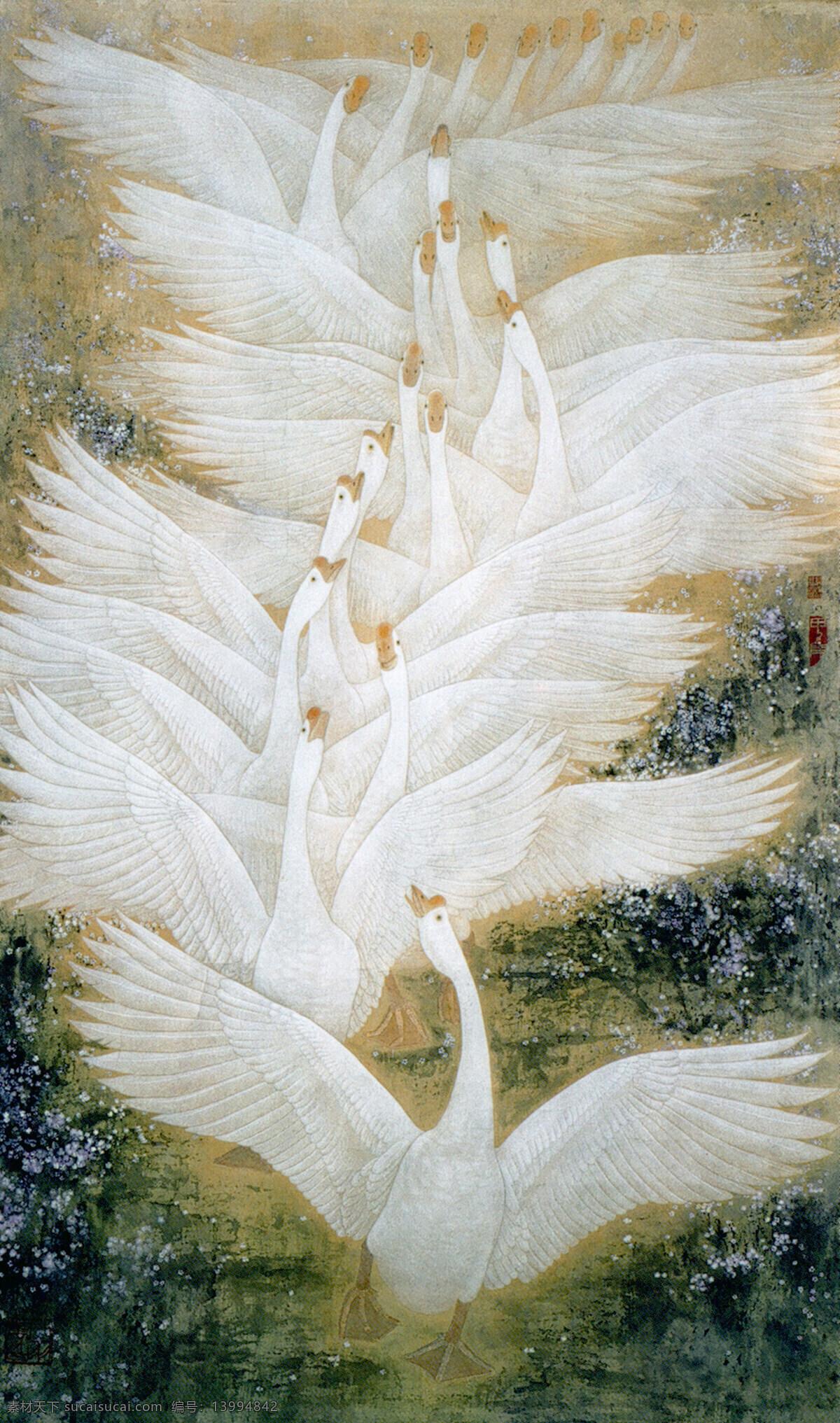 白鹅绘画 鹅 白鹅 放鹅 国画 水墨画 宣纸画 彩印 水墨 彩墨 白描 彩绘 装饰画中式 古典 唯美 视觉 艺术 绘画书法 文化艺术