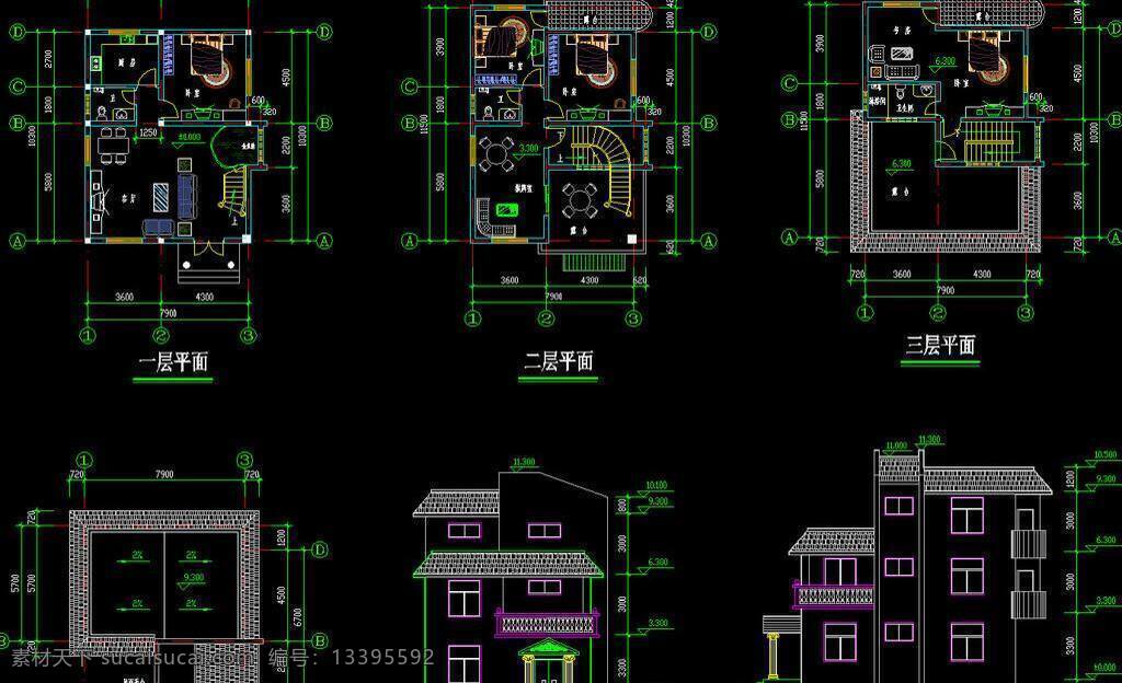 cad 别墅 公馆 环境设计 建筑设计 立面图 平面图 剖面图 施工图 室内设计 度假 dwg 图纸 装修 装饰 私宅 别业 别墅图纸大全 源文件 cad素材 室内图纸