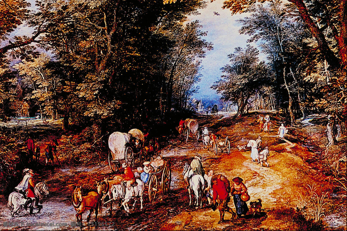 大树 儿童 高清图片 孩子 绘画 绘画书法 绘图 马车 人物油画 油画 国外风情 国外传世名画 画像 扫描 仿真 展览品 人群 女人 男人 马路 艺术 文化艺术 家居装饰素材