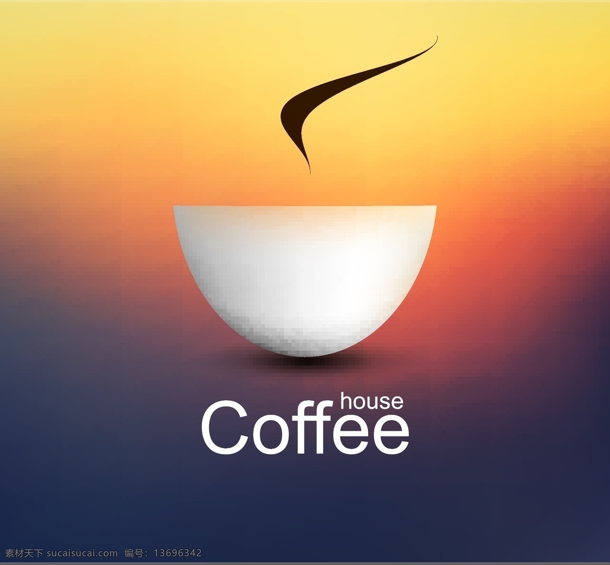 热气 咖啡杯 背景 冒热气 饮料 餐饮主题 生活百科 矢量素材 黄色