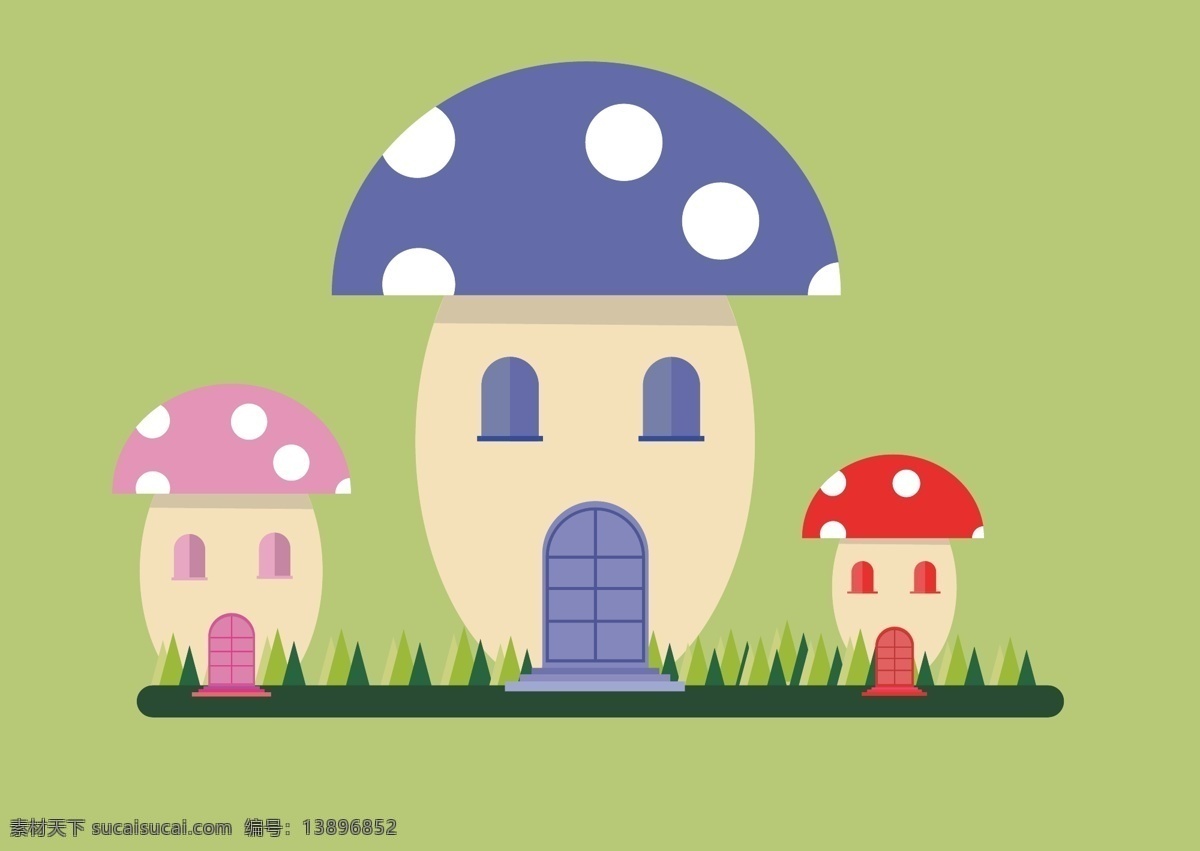 蘑菇房 卡通蘑菇 格式 矢量蘑菇 高清 源文件 清爽蘑菇 可编辑 动漫动画 风景漫画