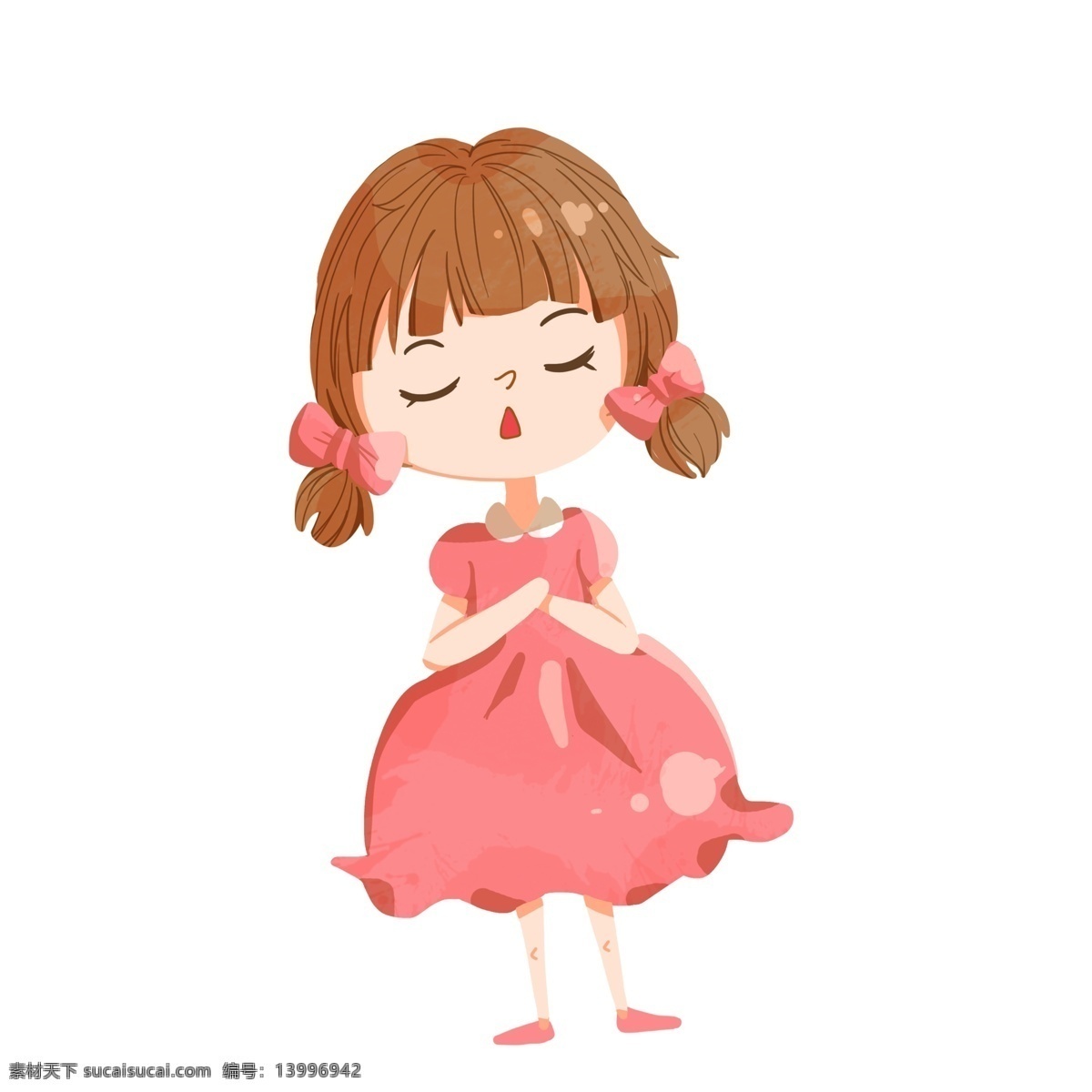 儿童节 卡通 可爱 唱歌 女孩 人物 插画 小女生 表演 节日