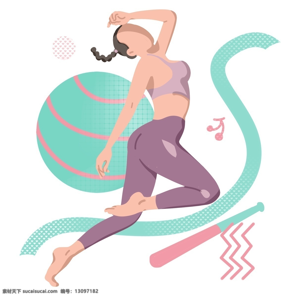 瑜伽 运动 卡通 插画 瑜伽的运动 卡通插画 漂亮的女孩 健身运动 活动筋骨 体育项目 强身健体