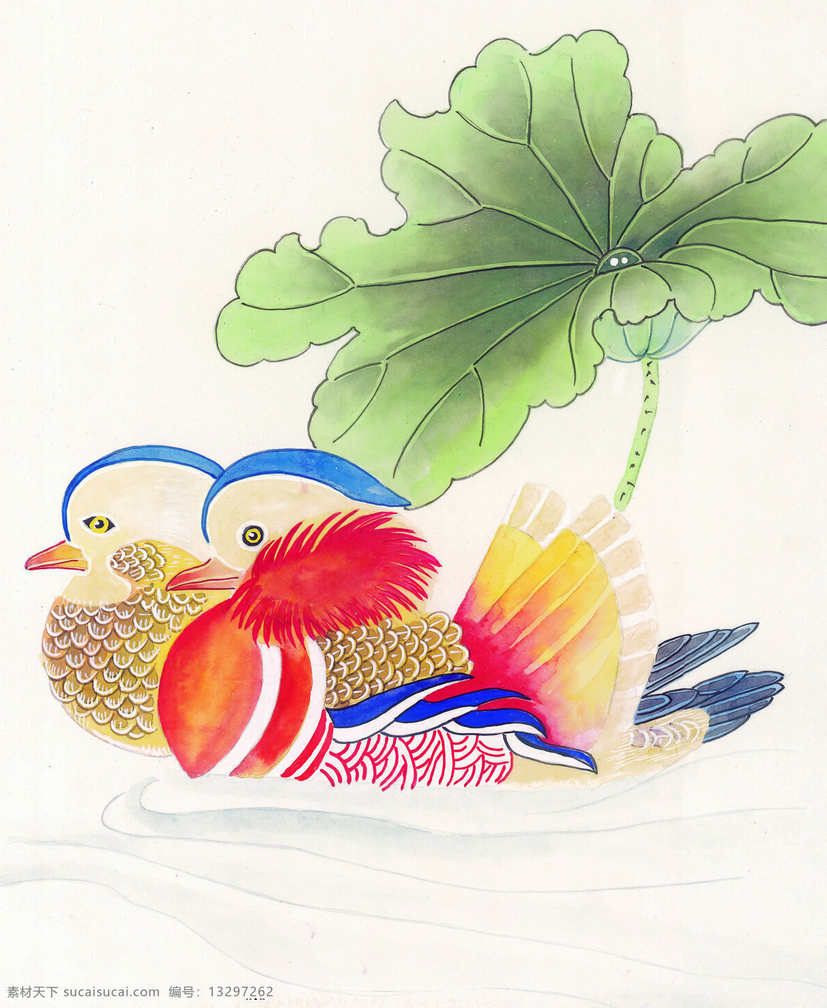 荷叶 鸳鸯 水墨画 中国画 中国艺术 绘画艺术 国画 装饰画 中堂画 书画 文化艺术 书画文字