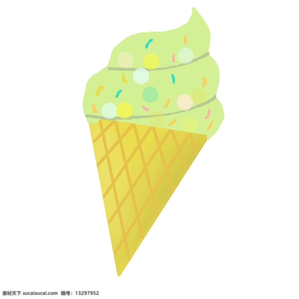黄色卡通蛋筒 黄色 甜筒 冰淇淋