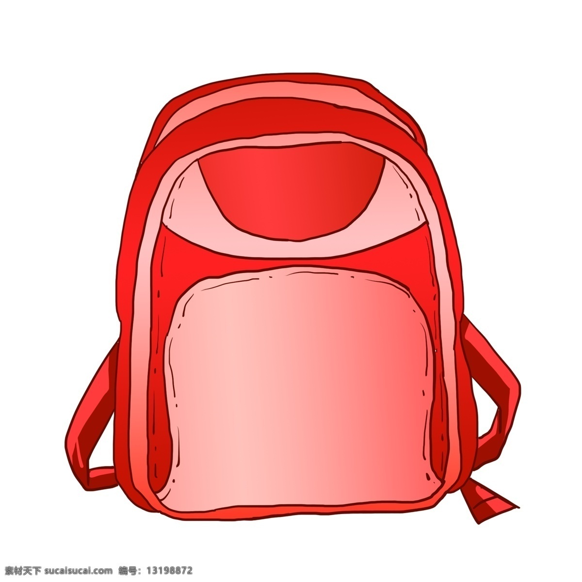 旅行 红色 背包 插画 生活用品 度假 旅游 书包 携带 收纳 游乐 游玩 游览 背部 背包插画 红色旅行背包