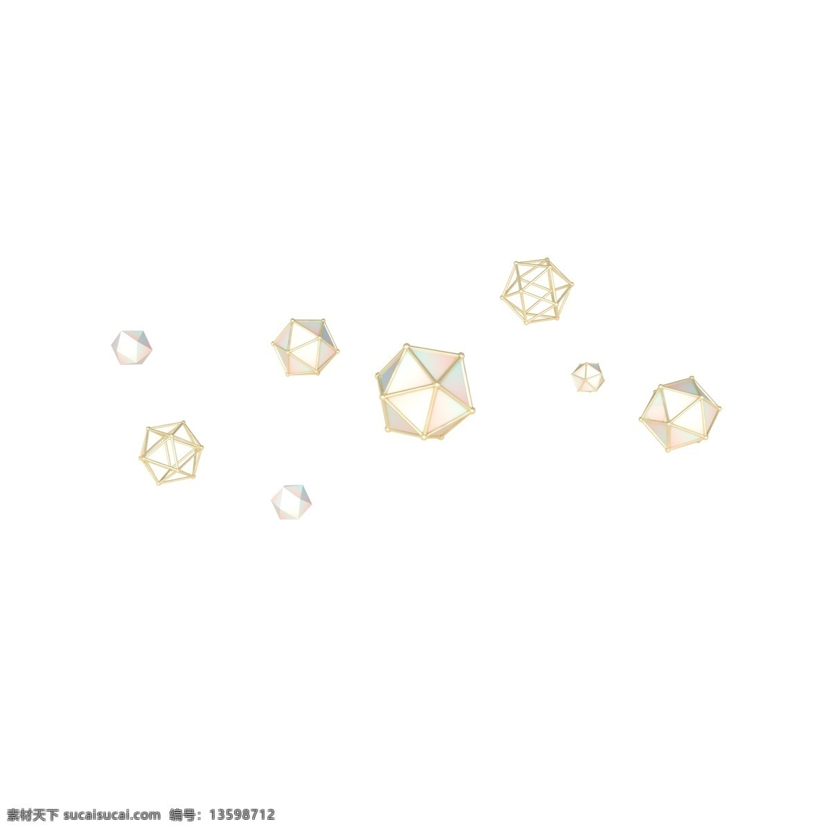 c4d 立体几何 多边形 漂浮 球 立体 几何 漂浮球 装饰 点缀 电商 首页 海报 渐变 金属框装饰