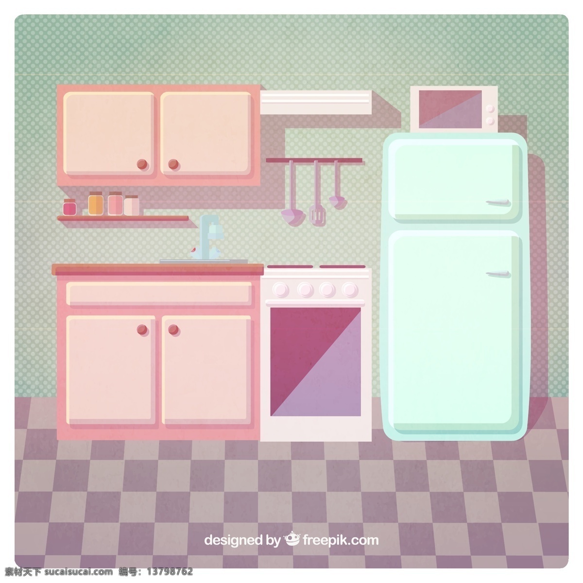 整洁 厨房 插画 矢量 柜子 橱柜 灰色