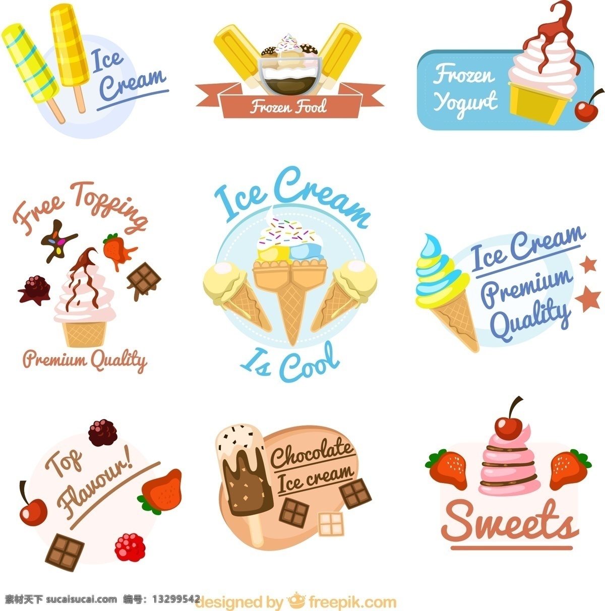 夏季 冰淇淋 标签 矢量图 冰淇淋标签 食物标签 甜点标签 标签设计 标志图标 其他图标