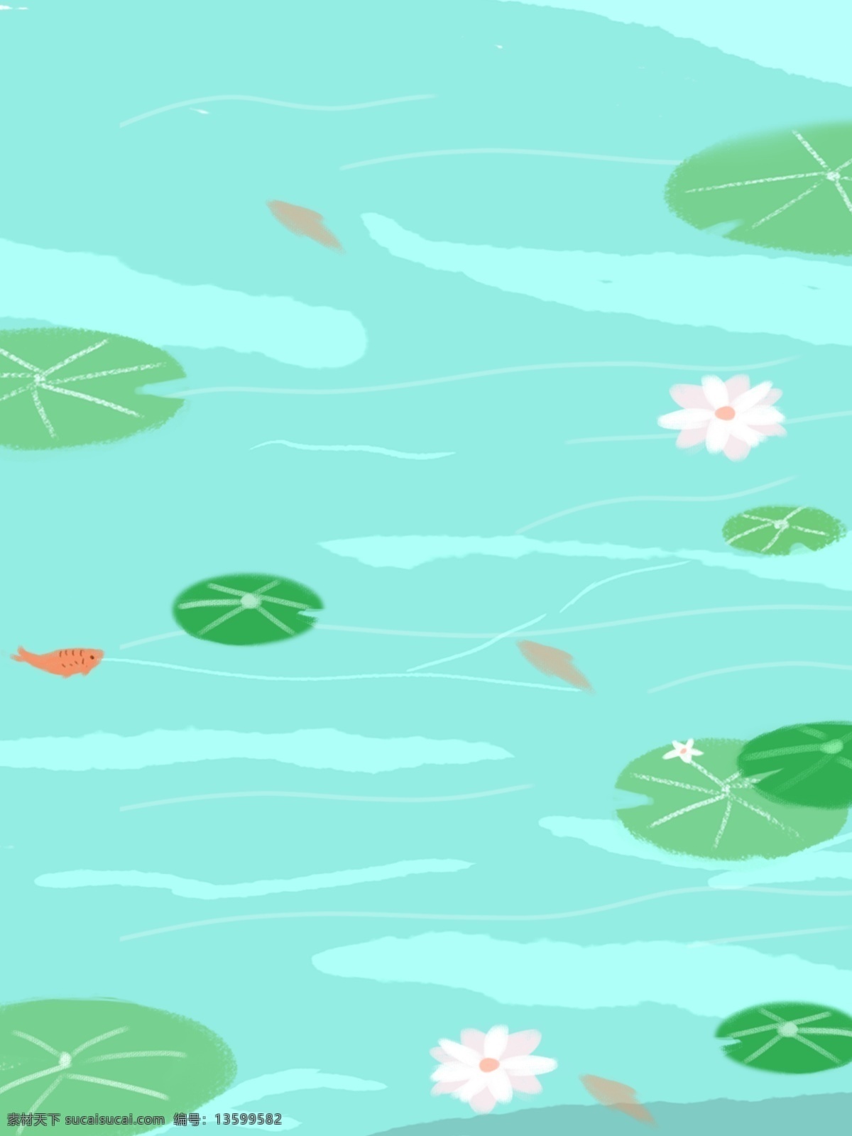 小 清新 夏至 夏天 荷塘 手绘 背景 小清新 节气 手绘背景 绿色小清新