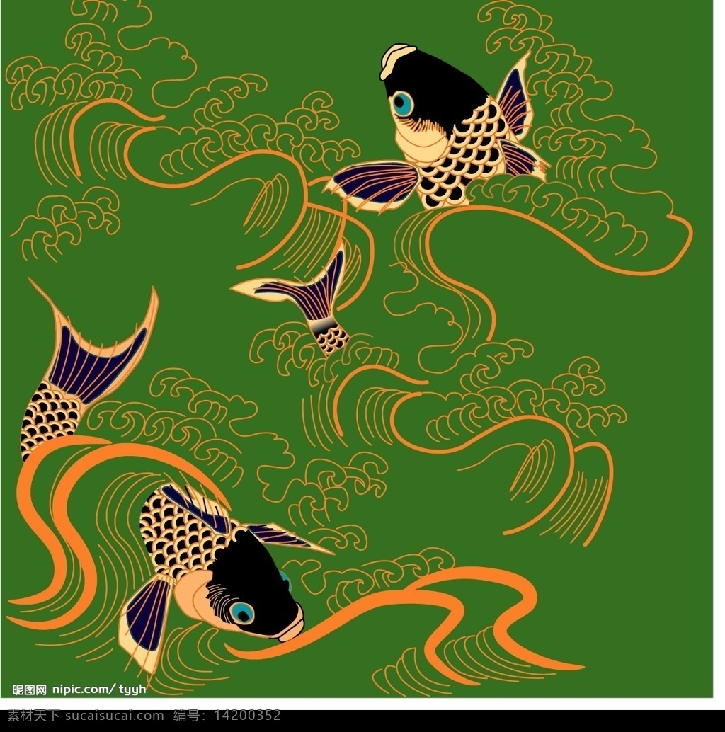 鲤鱼戏水图 鲤鱼 水 生物世界 其他生物 生物 矢量图库