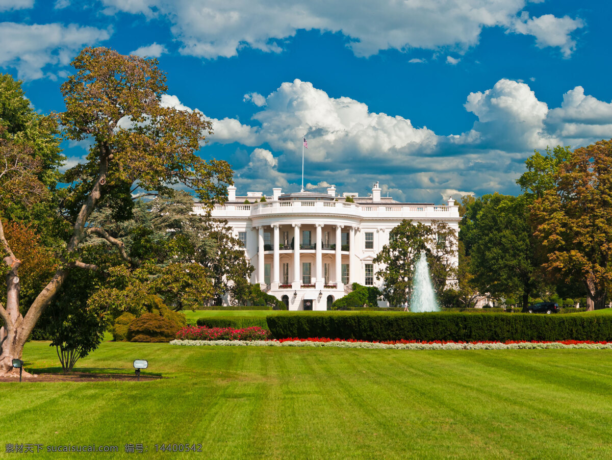 华盛顿 白宫 美国 总统 官邸 新古典 建筑风格 别具特色 绿色草坪 树木葱郁 蓝天白云 景观 景点 旅游风光摄影 畅游世界 旅游篇 旅游摄影 国外旅游