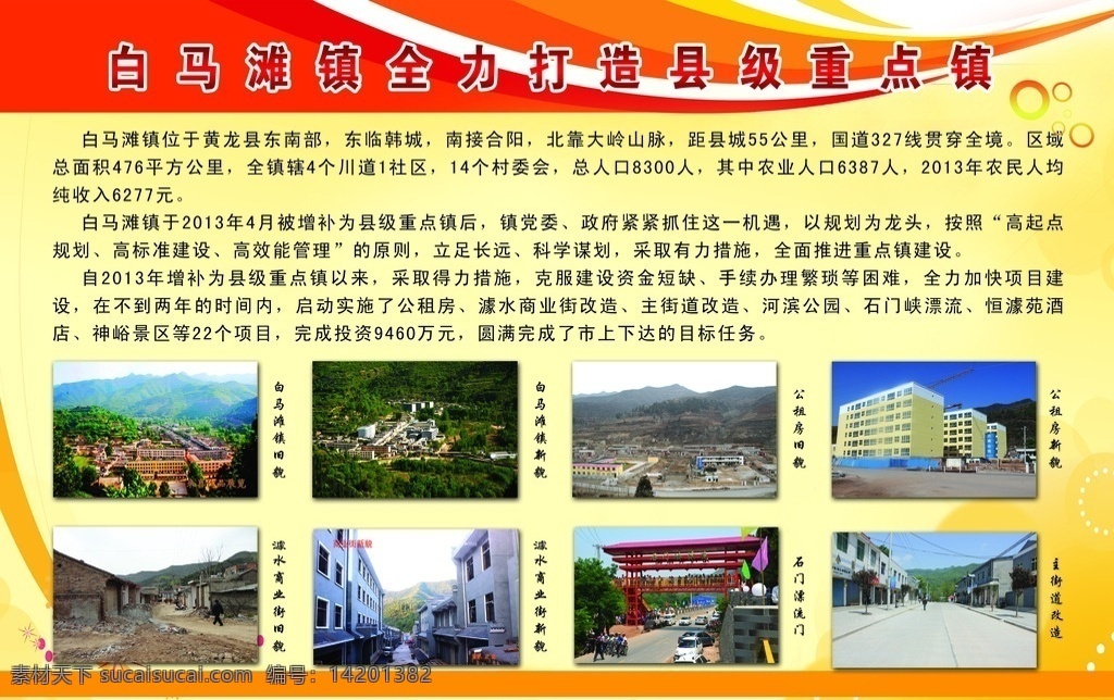 白马滩 展板 红背景 黄背景 旅游景点 景区 报栏 公开栏 公务栏 分层