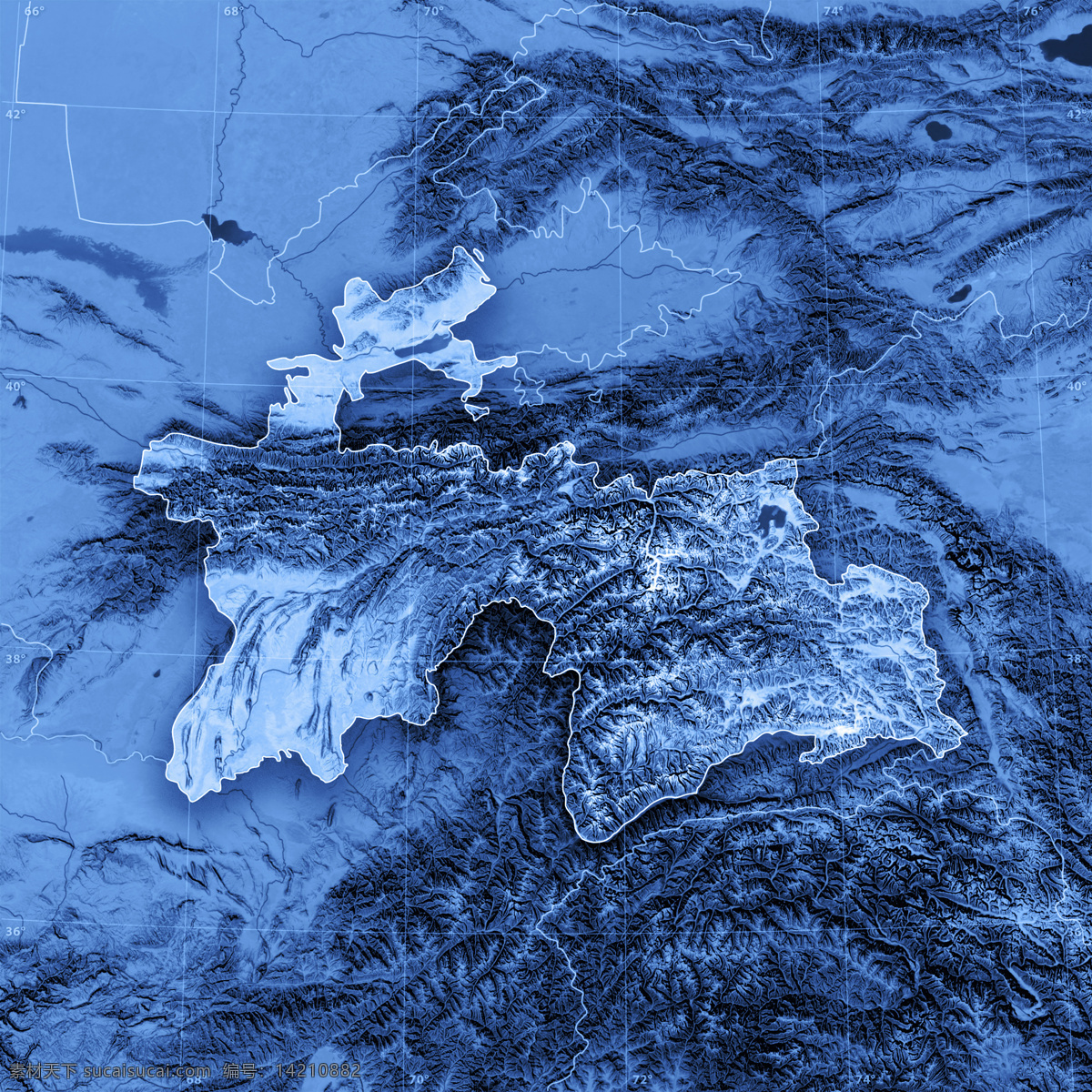 山脉 地形 地图 国界 行政区 边界线 蓝色 3d 渲染 其他类别 环境家居