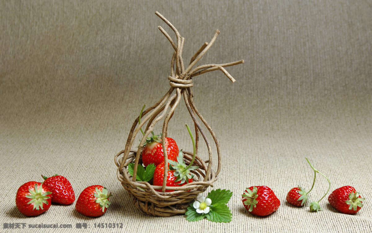 草莓 高清 草莓高清素材 草莓图片 小竹筐