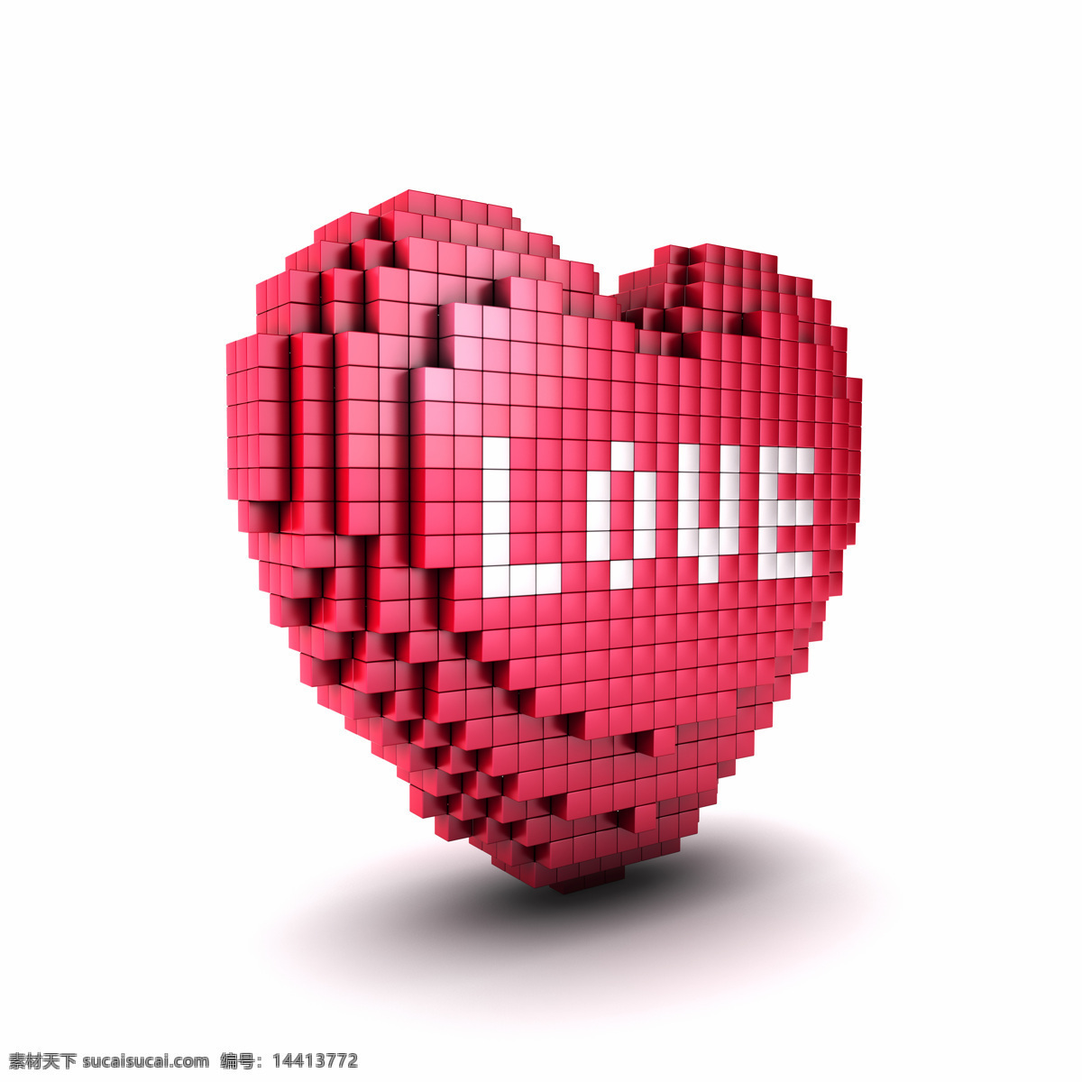 正方体 组成 像素 化 心 创意 高清 love 大图 红色 红心 立方体 情人节 心形 几何体 节日素材 情人节七夕