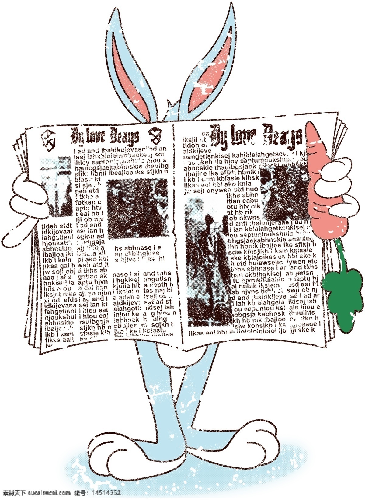 兔八哥 看报纸 胡萝卜图片 胡萝卜 萝卜 报纸 动漫 卡通 兔 裁片 分层