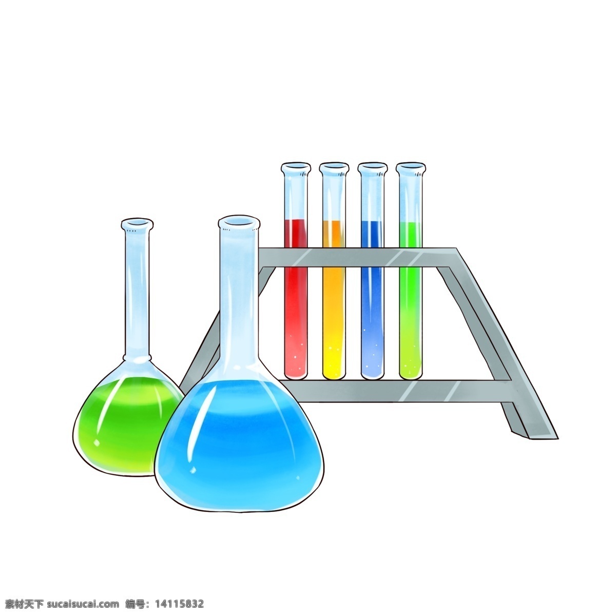 化学 试管 卡通 插画 卡通插画 化学插画 化学试管 化学容器 化学实验 做实验插画 透明的试管