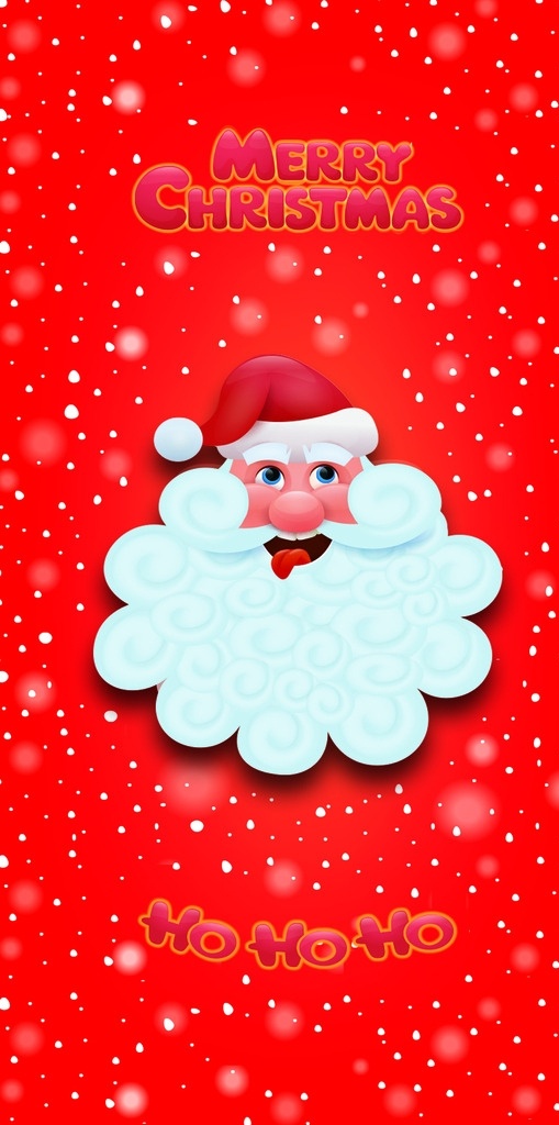 圣诞老人 手机 图 白胡子 圣诞帽 雪花 白色闪闪
