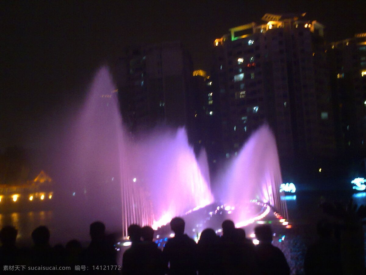 阳江 鸳鸯 湖 音乐喷泉 夜晚 紫色 鸳鸯湖 风景 生活 旅游餐饮