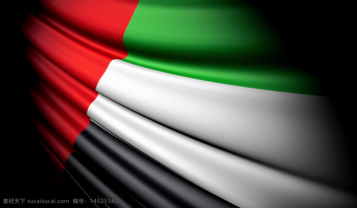 阿拉伯联合酋长国 国旗 立体国旗 边框底纹 国旗图片 生活百科
