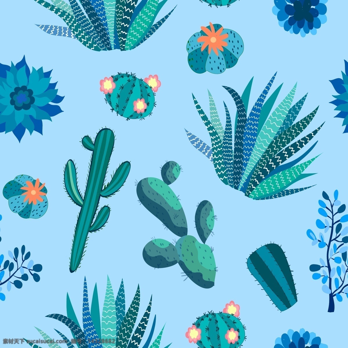 仙人掌 植物 卡通仙人掌 矢量 仙人球 绿色 花背景 生物世界 花草