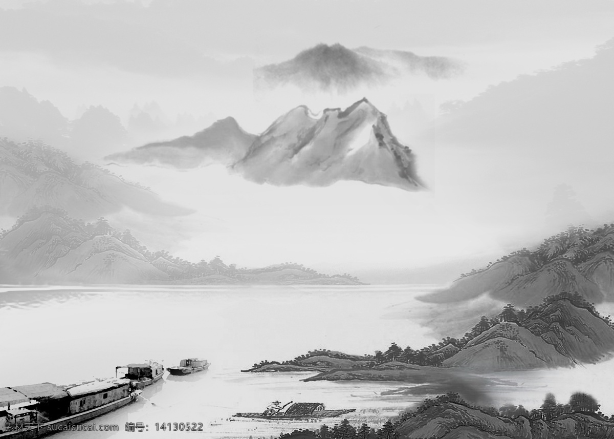 水墨山 水墨 山 模板下载 水墨山水 画册 龙 画册设计 广告设计模板 源文件 分层