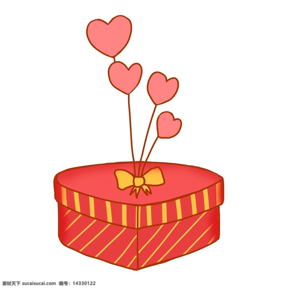 手绘 红色 桃 心 礼物 盒 手绘礼物盒 卡通礼物盒 手绘盒子 盒子 爱心 红色桃心 黄色盒子
