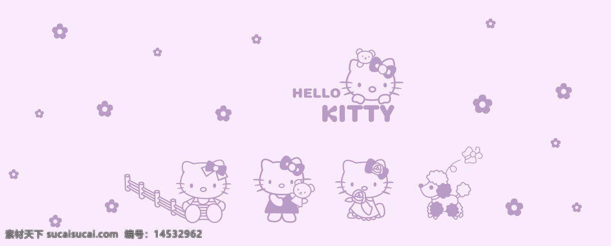 hello kitty 猫 小猫 kt猫 儿童房 儿童背景 矢量图 硅藻泥