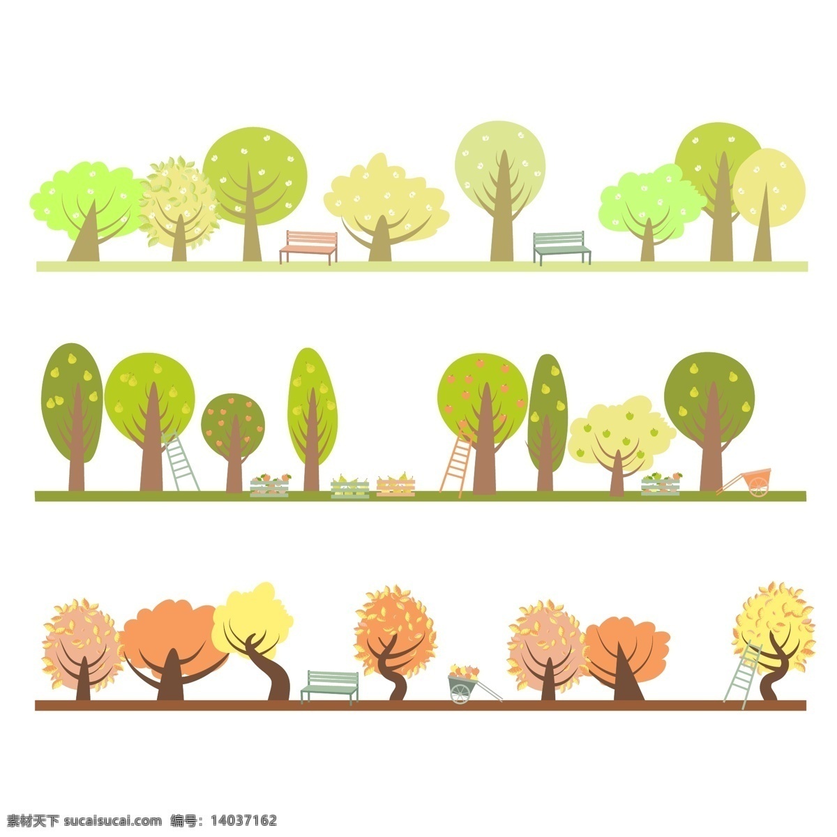 卡通 矢量 树木 元素 卡通素材 免抠素材 矢量插图 树木元素