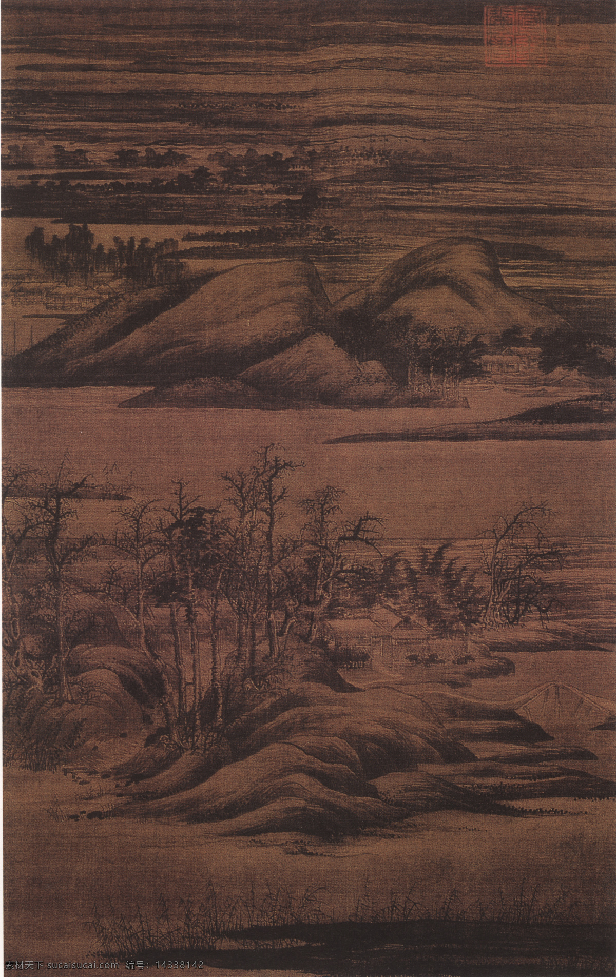 山水 名画 书画 寒林 重 汀 图 国画 山水画 中国水墨画 寒林重汀图 文化艺术