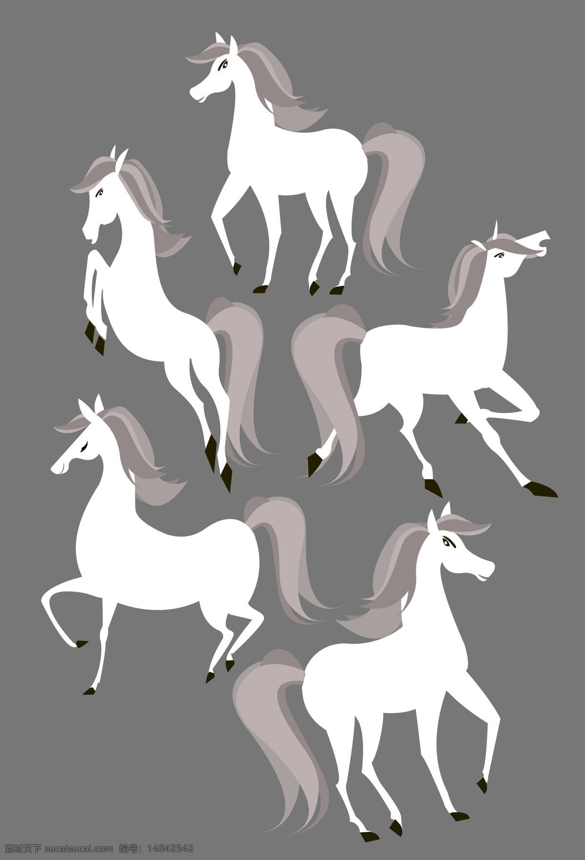5款创意 白马设计 矢量素材 动物 创意 马 白马 矢量图 ai格式