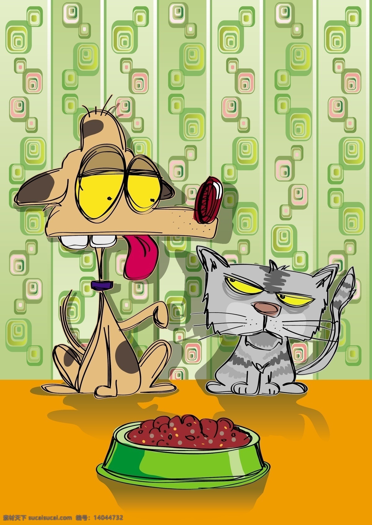 可爱 猫 狗 插画 矢量 素材图片 其他矢量 矢量卡通动物 矢量素材 矢量图库 小狗 小猫 猫狗食物 插画集