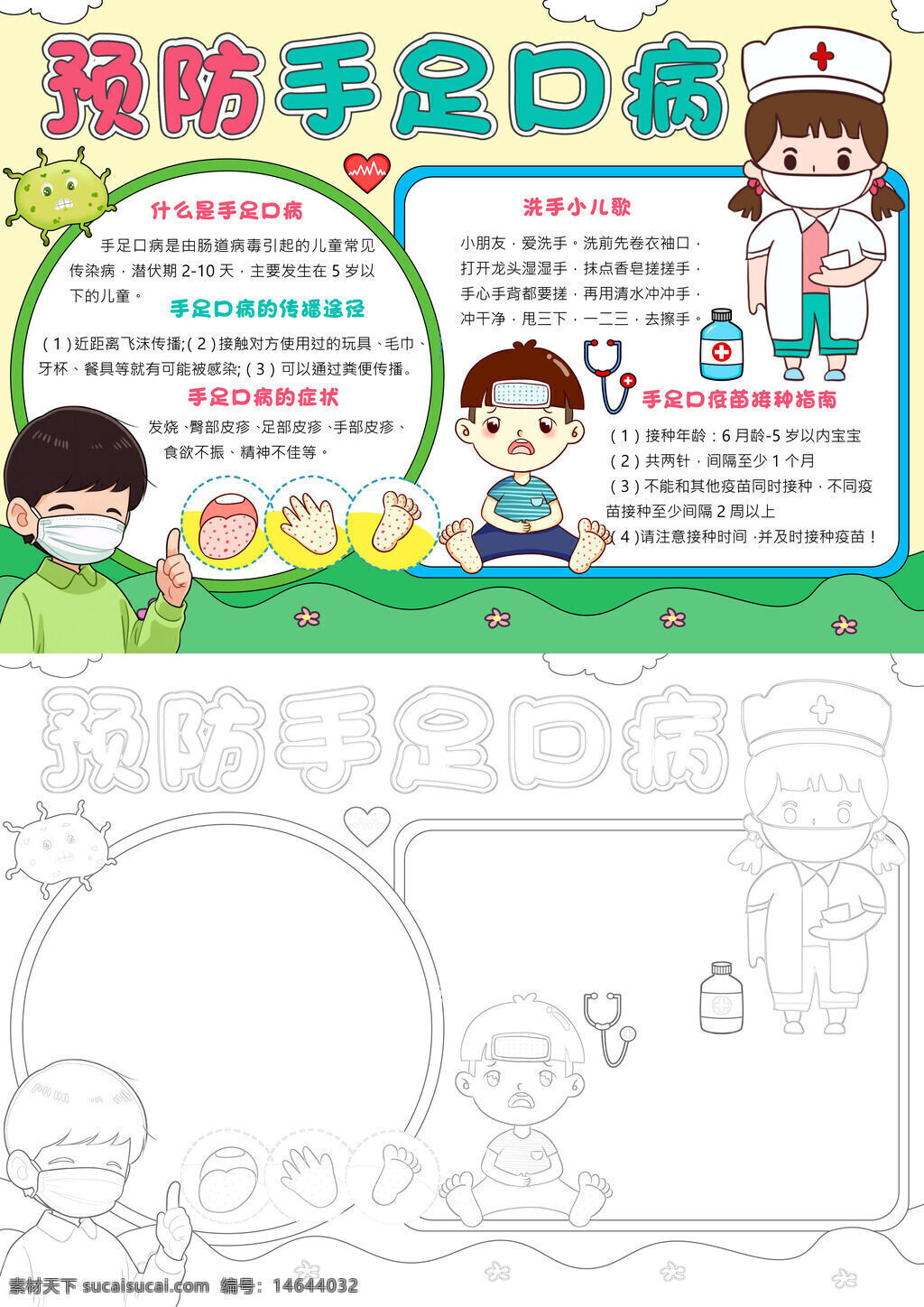 手足口病 预防知识 健康宣传 病毒传播 免疫接种 手抄报 儿童健康 疾病预防 症状表现 家长指导 传染病 健康教育 卡通图 防护方法 医护宣传